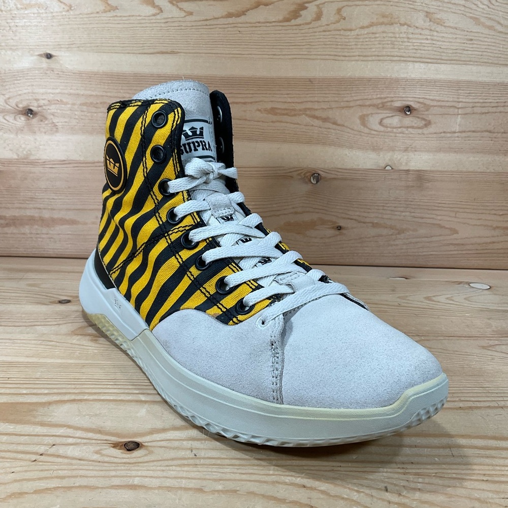 SUPRA Statik Caution Stripe/Bone Lace-Up Shoes Men’s 10.5 Yellow Black 06131-822